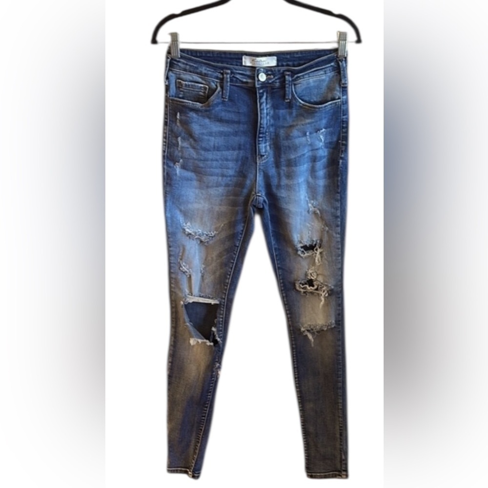 Kancan Skinny Distressed Denim Jeans High Rise Womens Size 28